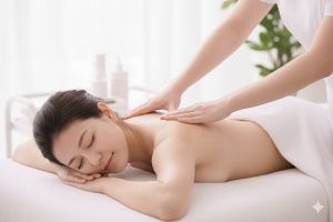 背中と二の腕のスリミングマッサージ